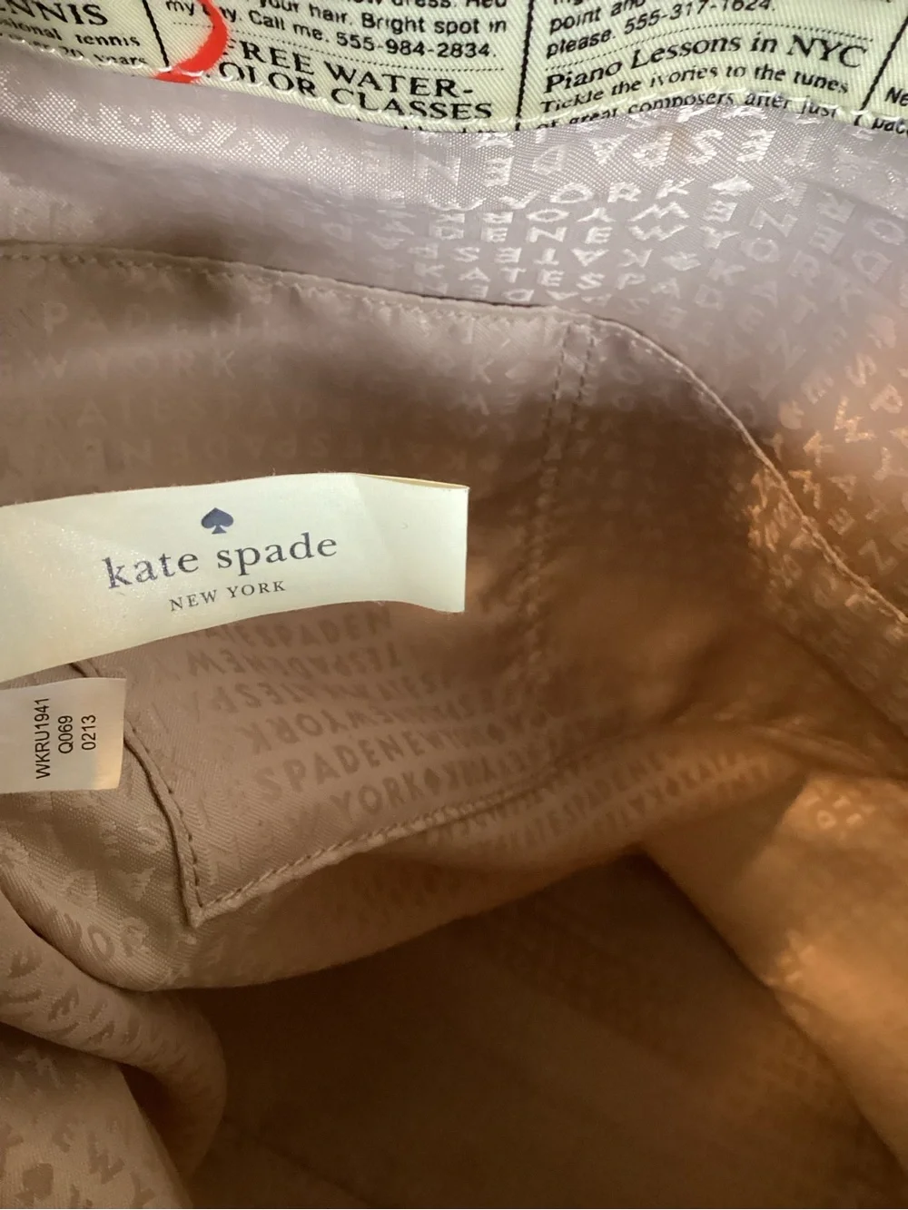 Kate Spade New York Newsprint Canvas Bonton Shopper Tote Bag Classified Ads